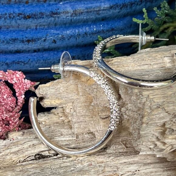 Silver Clear Swarovski Crystals Statement Earrings - Picture 2 of 10